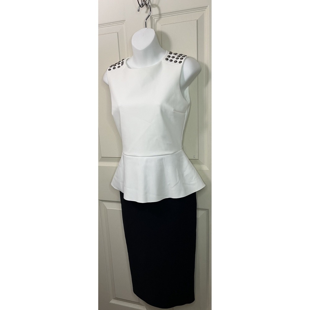Chiara Boni La Petite Robe Ettina Studded Peplum Sheath Dress Womens 40 US 4